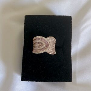 White And Pink Cubic Zirconia 18k Rose Gold Over Sterling Silver Ring 4.02ctw